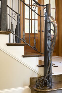 Custom Made Hand-Forged Railing & Custom Air Vent In Craftsman Home