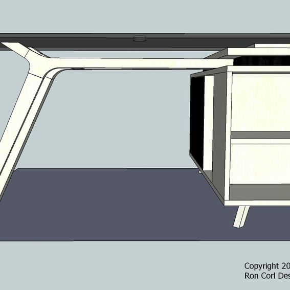 Handmade Jen Modern Desk & Credenza Glass Top by Ron Corl Design Ltd