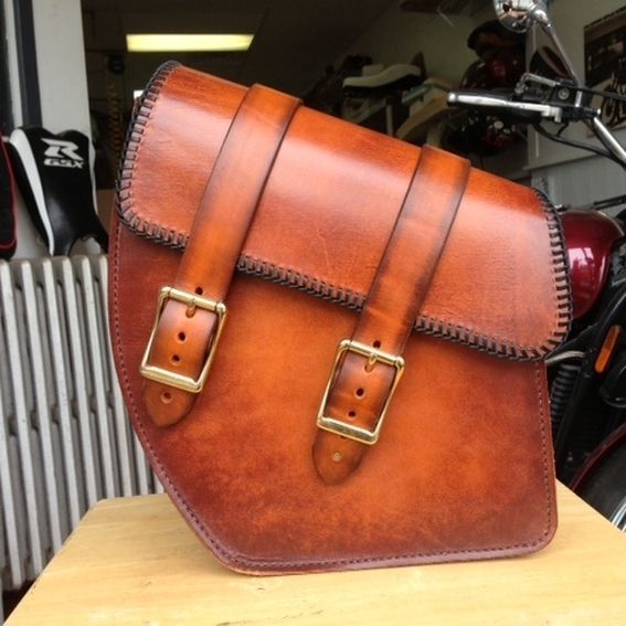 Custom Leather Motorcycle Swing Arm Bag by Pirate Upholstery | 0