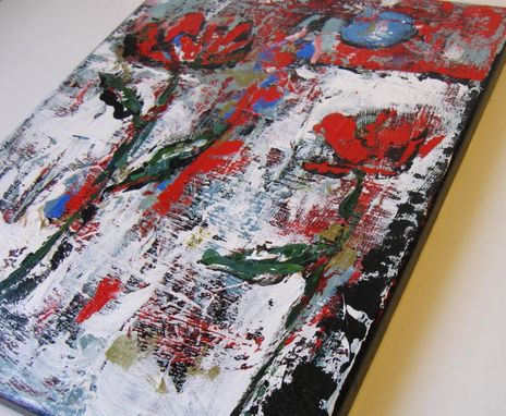 Custom Made Original Art Still Life Abstract Flower Painting In Red