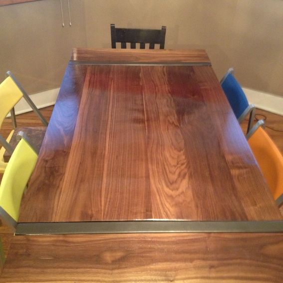 Hand Made Black Walnut Dining Table With Welded Steel Base by