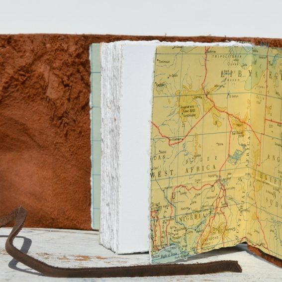Hand Crafted Handmade Ostrich Hide Bound Journal African Safari Pocket