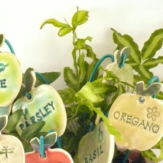 Hand Made 12 Herb Garden Plant Markers Ready2ship / Ceramic Garden