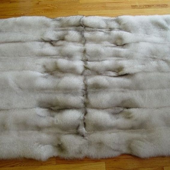 Handmade Blue Fox Fur Blanket by Tres Chic Furs
