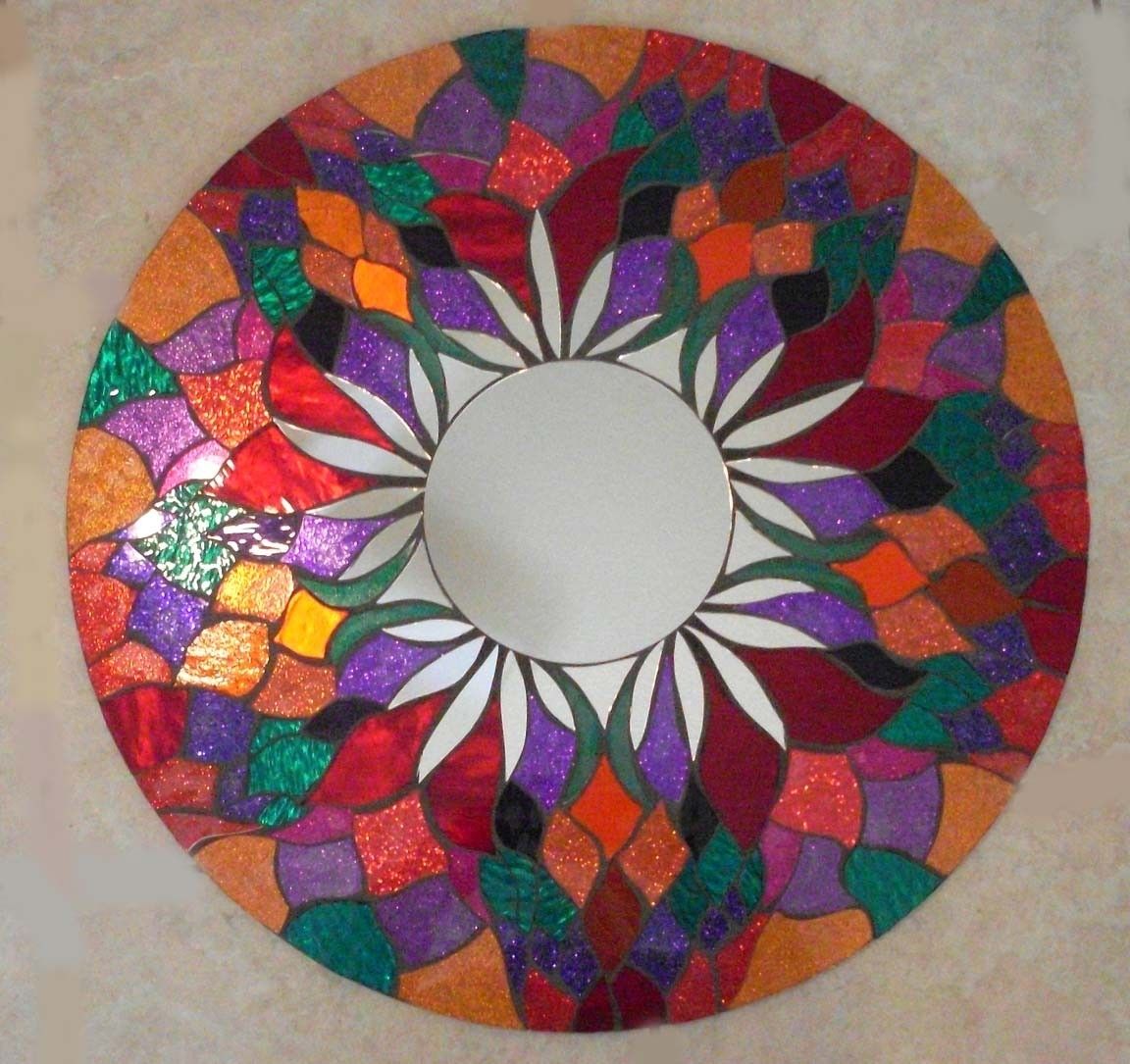 Buy Hand Made Mosaic Mirror Red Round Handmade Glitter Glass Made To Order From Sol Sister