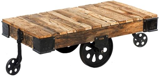 Custom Made Reproduction Industrial Factory Cart Coffee Table