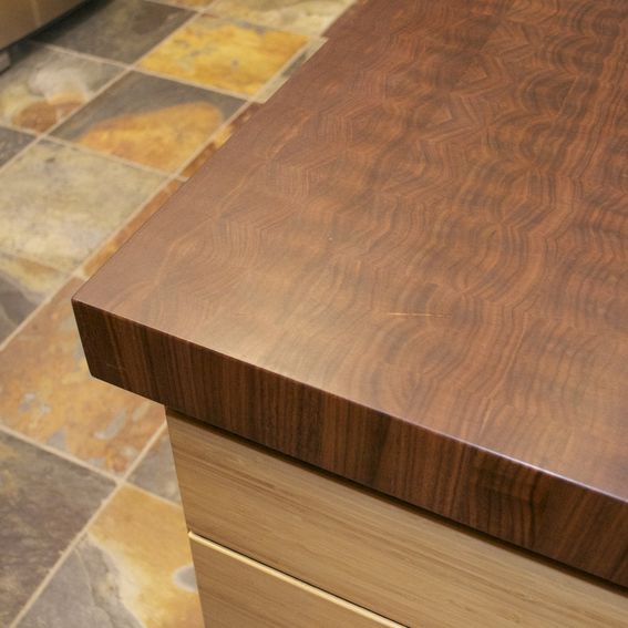 Hand Made Walnut End Grain Butcher Block Top & Live Edge Cherry Bar