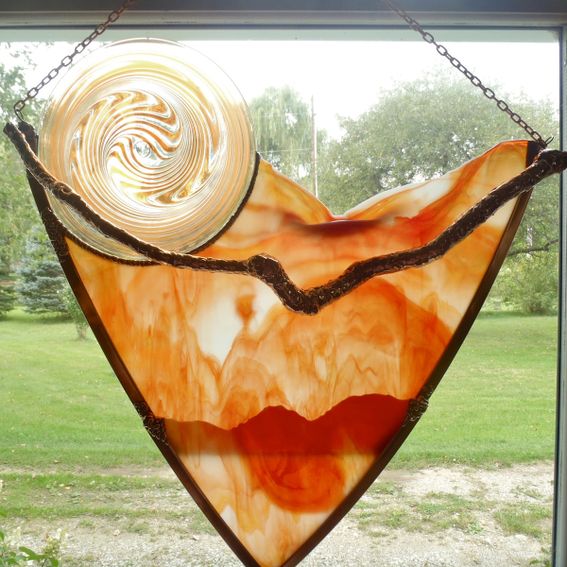 Hand Crafted Orange And Copper Stained Glass by Nostalgia N More