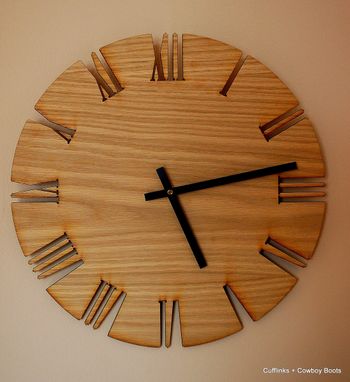 Custom Made Home Wall Decor - Wall Clock: Roman White Oak