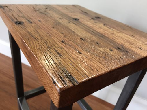 Custom Made Reclaimed Oak Wood Bar Stools W/Steel Frames - Handmade In Denver