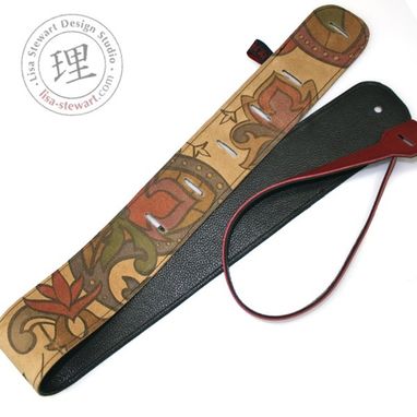 Custom Made Leather Suede Custom Guitar Strap - Personalized Calligraphic Image