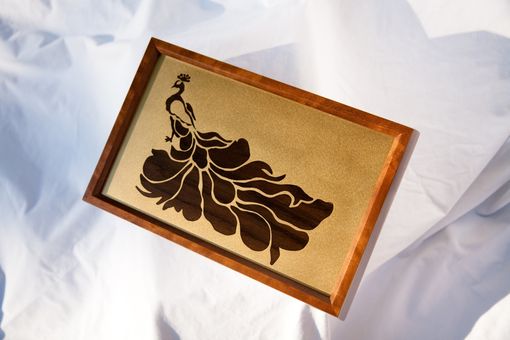 Custom Made Peacock Keepsake Box Indian Rosewood Inlay In Brass