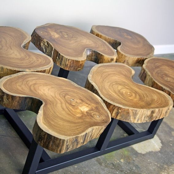 Buy a Hand Crafted Funky Coffee Table, Natural Teak Wood, Slab/Crosscut Modern/Urban Custom