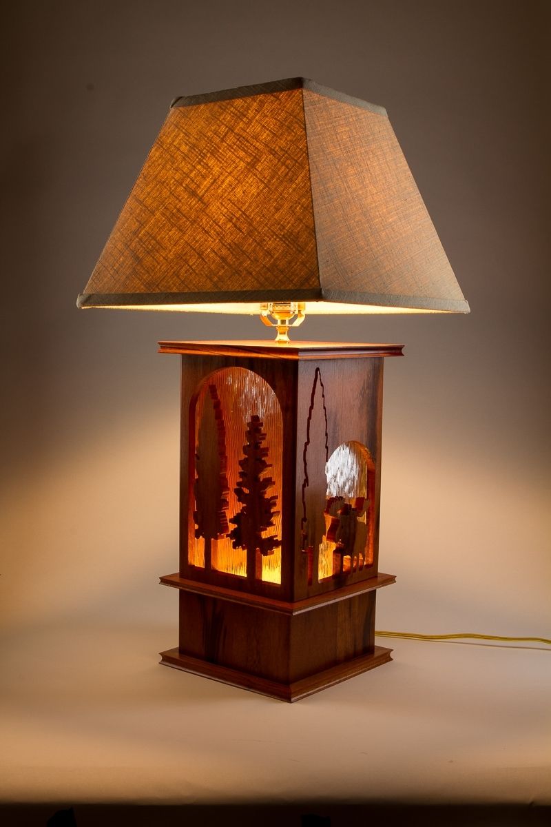 Turned Olive Wood Lamp - TELLTALE
