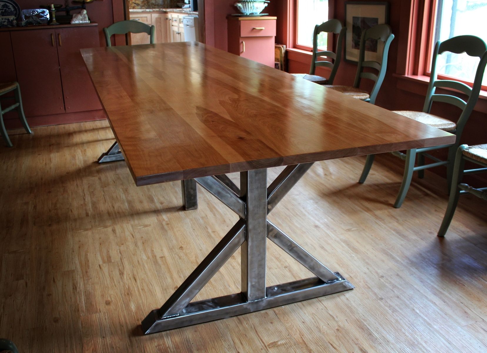 birch kitchen table with hidden chair