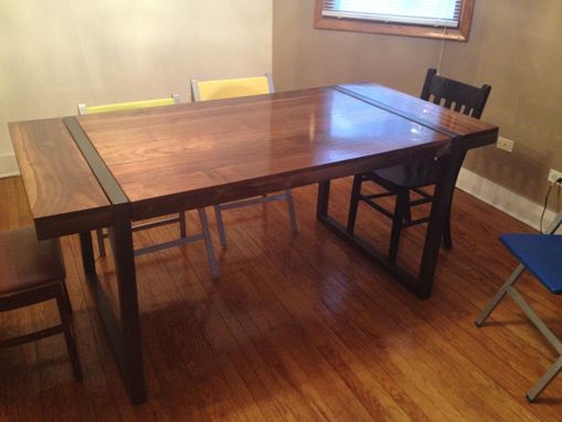 Custom Made Black Walnut Dining Table With Welded Steel Base