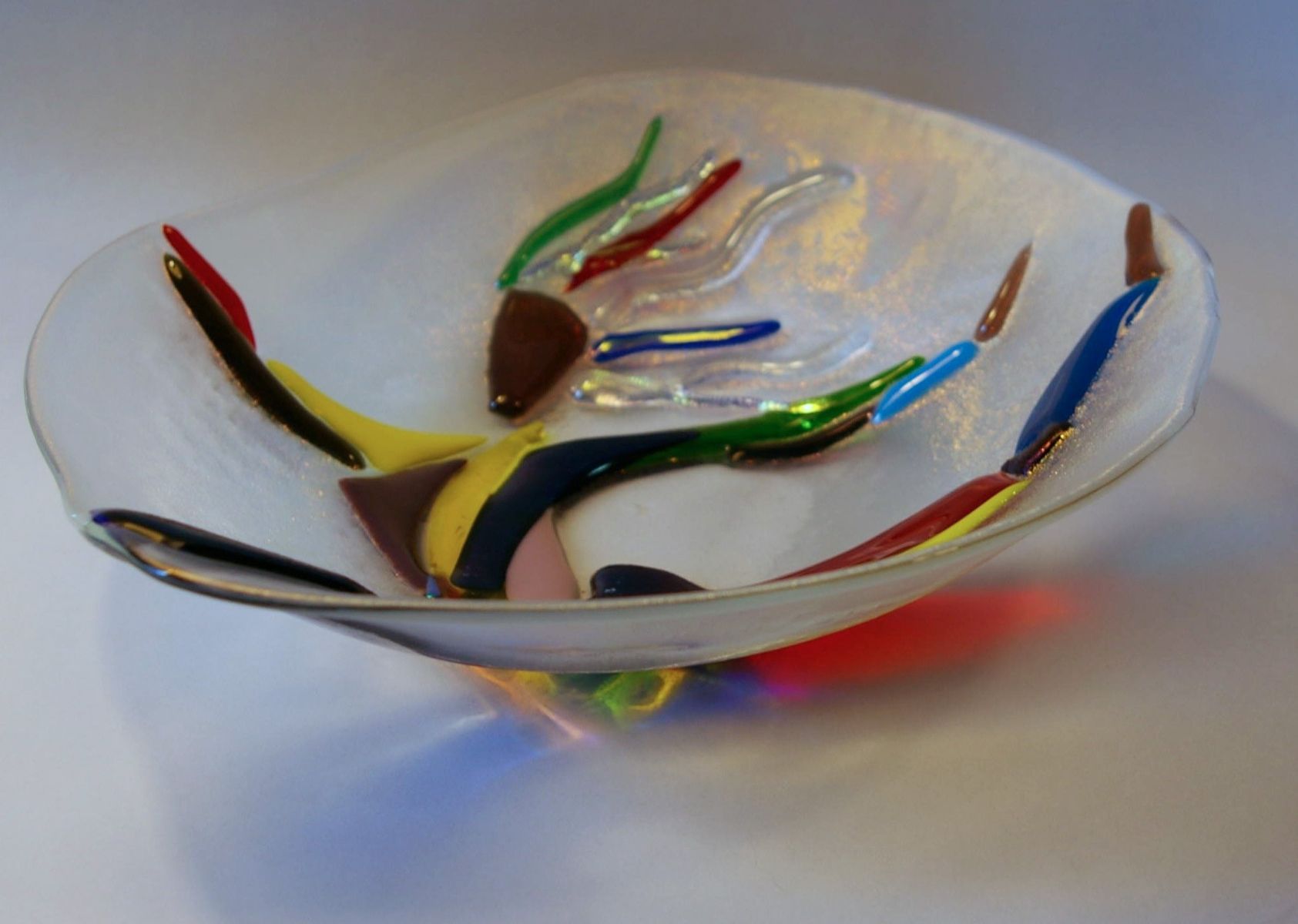 Handmade Fused Glass Bowl With Leaping Dancer By Paradise Custom Glass