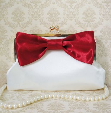 Custom Made Red Clutch Purse With Big Red Bow Accent