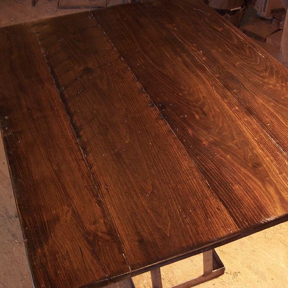 Buy a Handmade Reclaimed Wood Dining Table With Contemporary Metal Base