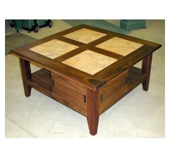 Custom Made Walnut & Tile Sofa Table