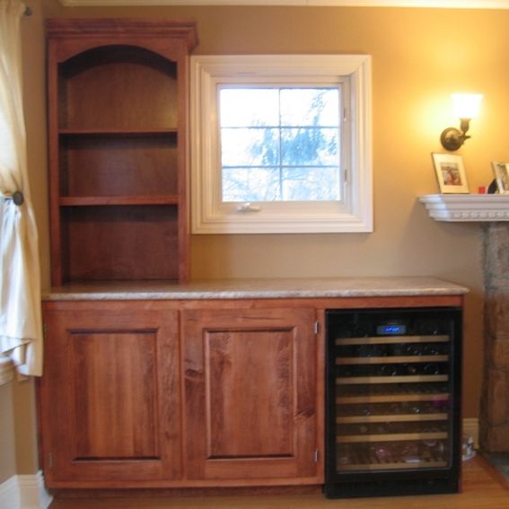 Handmade Custom Built To Incorporate Wine Cooler With Granite