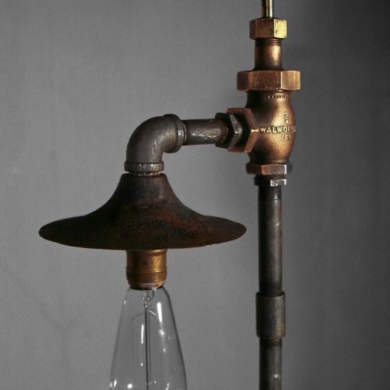 Custom Industrial Pipe Floor Lamp by Anton Maka Designs