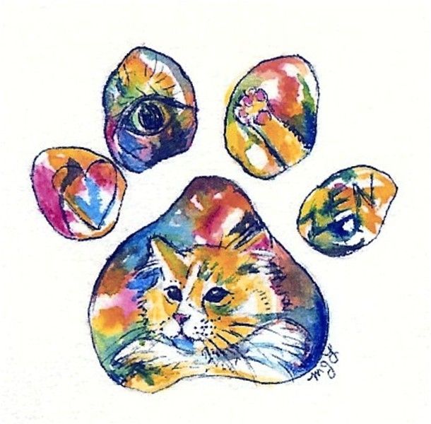 Buy a Hand Crafted Custom Cat Paw Pet Portrait Painting, made to order