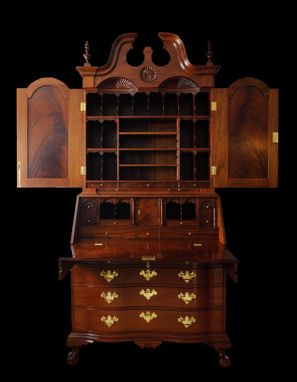 Custom Made Secretary Desk, Upper Bookcase, Solid Mahogany