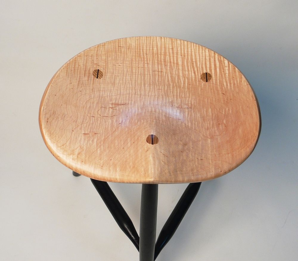 Custom Garny Guitar Stool Tiger Maple Tripod Stool by GARNY & Co