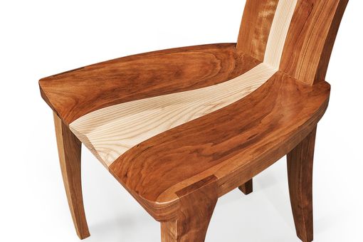 Custom Made Handmade Dining Chair In Solid Walnut And Curly Maple Wood - Gazelle High Back