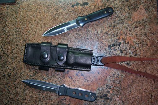 Custom Made Horizontal Belt Carry Tactical Sheath And Knife