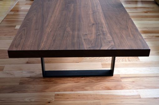 Custom Made Modern Solid Walnut And Powder Coated Steel Coffee Table