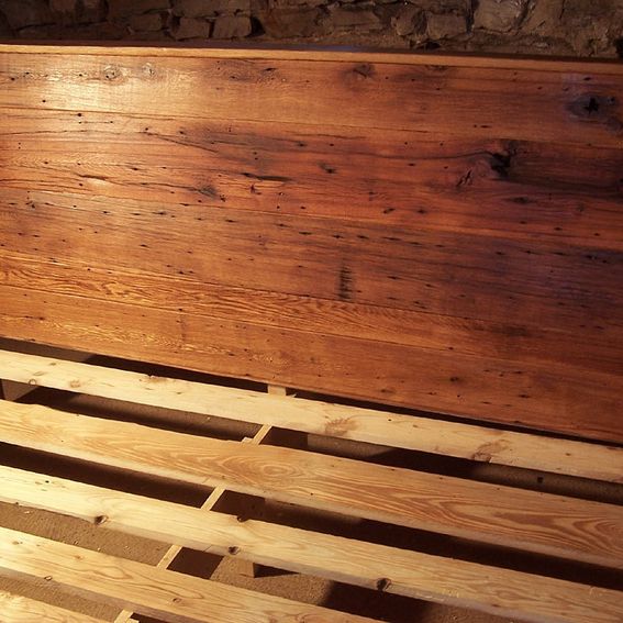 Buy a Hand Crafted Modern Style Bed Frame With Slanted Headboard From