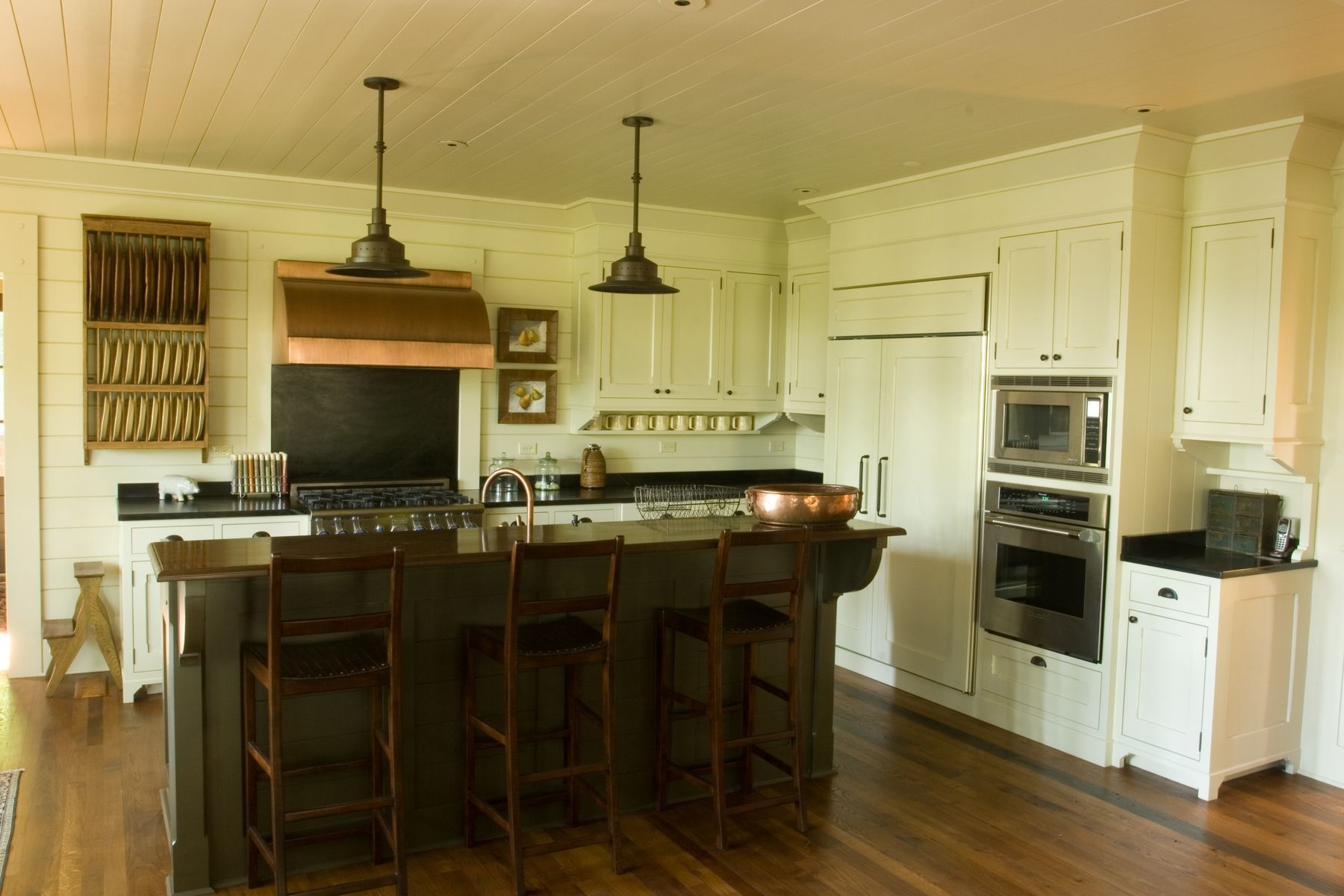 Custom Made Kitchen, Soapstone & Copper With Painted by