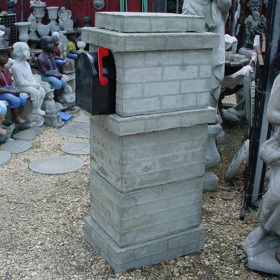 Hand Made Lifetime Concrete Faux Brick Usps Postal Mailbox Post, 2 Pcs