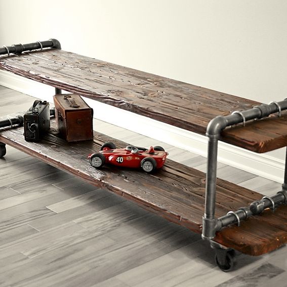 Hand Crafted Cast Iron Pipe Table Tv Stand by Anton Maka Designs