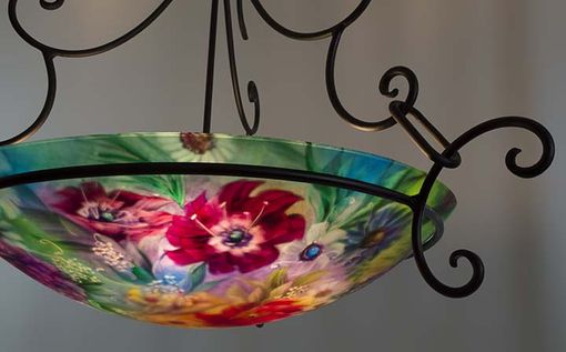 Custom Made Northwest Mixed Floral Hand Painted Chandelier