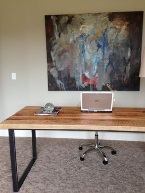 Custom Made Reclaimed Wood Desk With Metal Frame