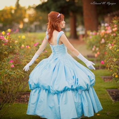 Custom Made Couture Cinderella Light Blue Satin Ball Gown Dress Masquerade Sweet 16 Adult Anastasia