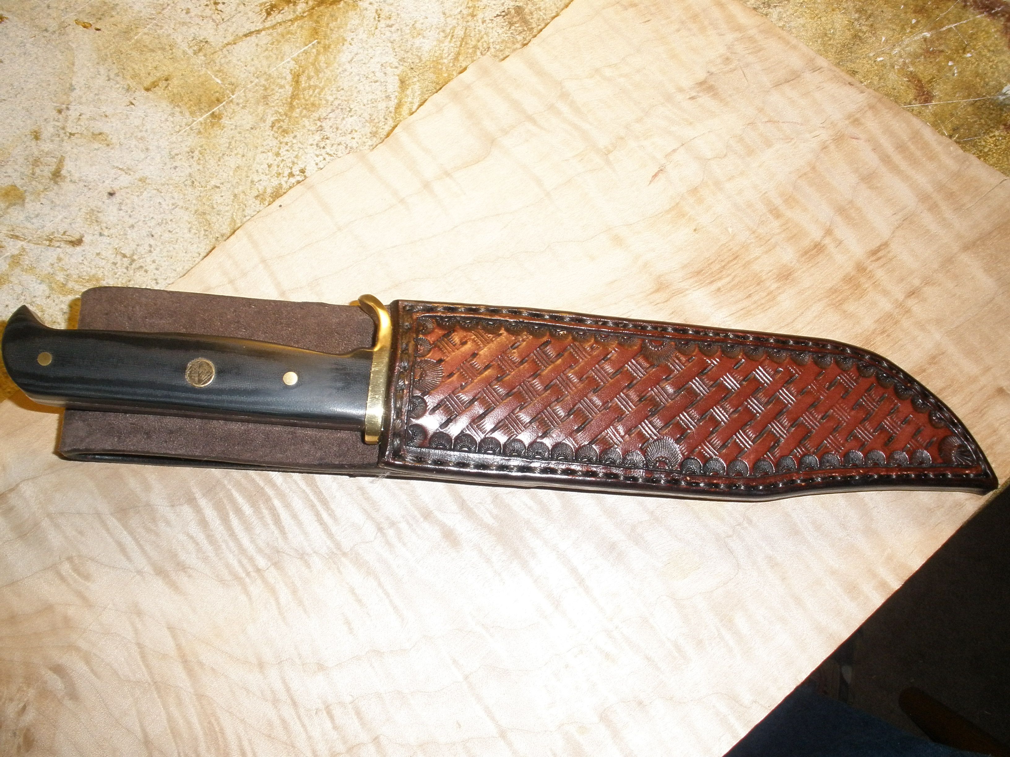 Custom Made Basket Weave Knife Sheath by OAKENLOAF LEATHERS
