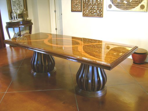 Custom Made Mahogany Dining Table With Teak Inlay by Jeffrey Scott