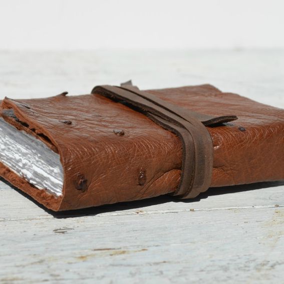 Hand Crafted Handmade Ostrich Hide Bound Journal African Safari Pocket