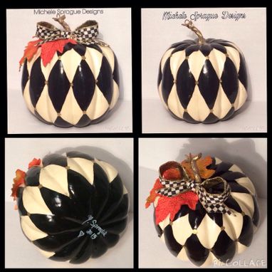 Custom Made Hand Painted Pumpkin//Autumn Decoration//Autumn Centerpiece//Harlequi