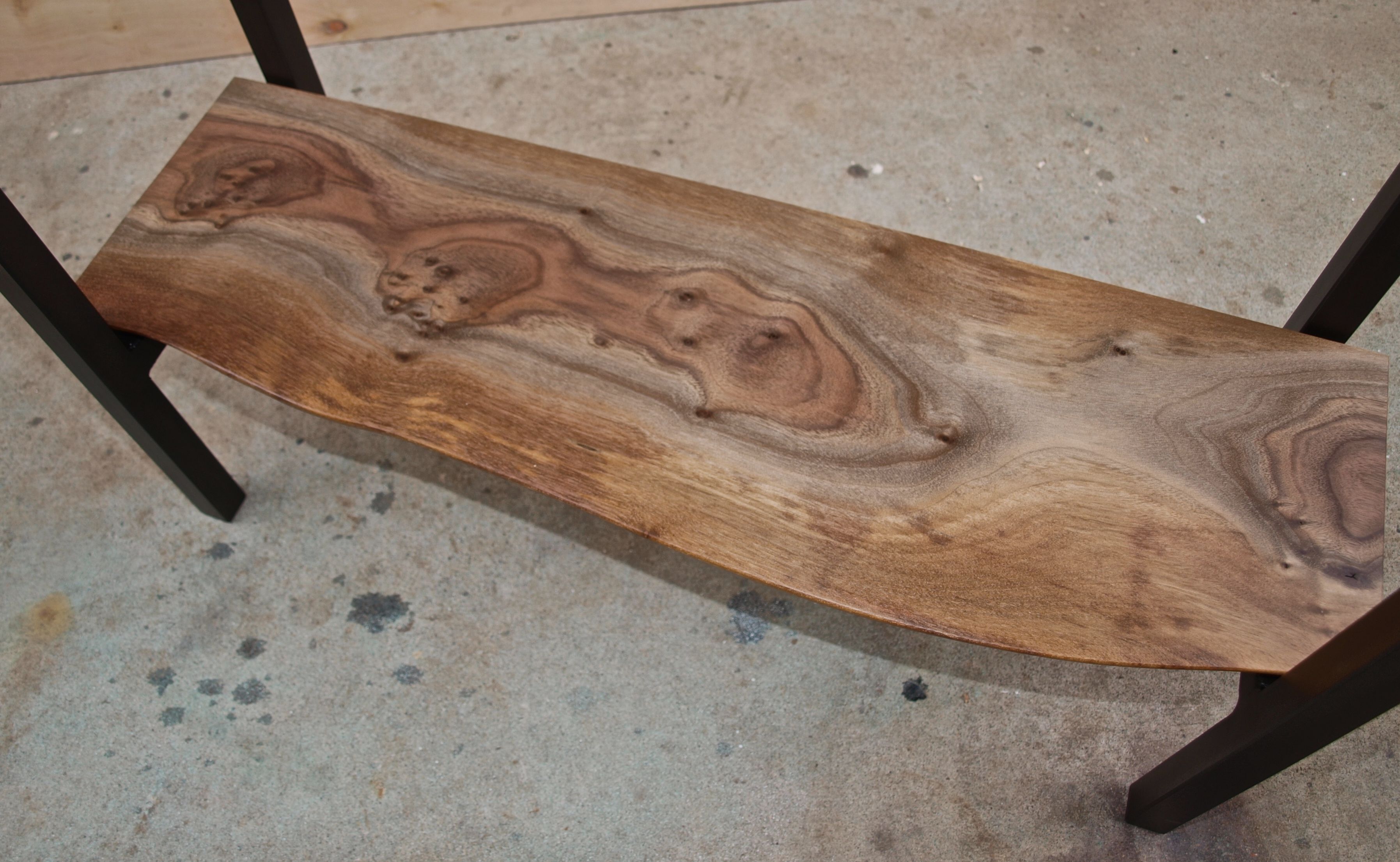 Custom Live Edge Walnut Entry Table With Steel Base By Witness Tree