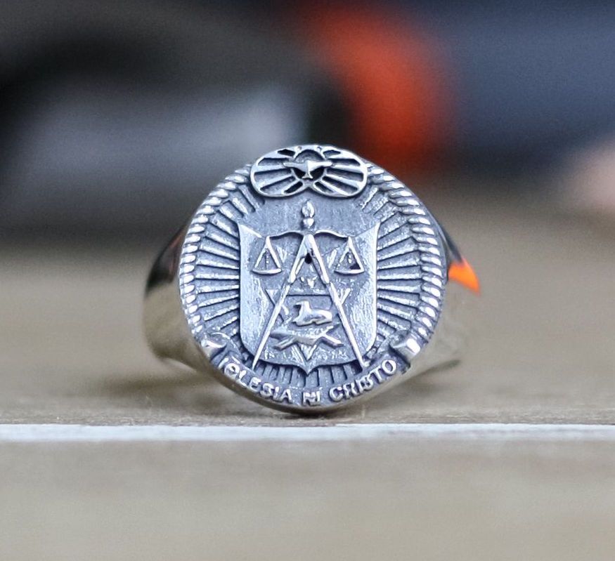Buy a Hand Crafted Custom Round Signet Ring, Sterling Silver, made to order from CustomMade ...