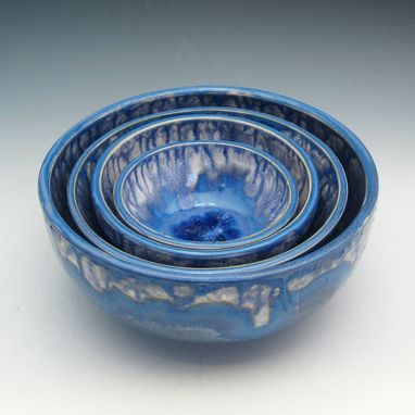Custom Made Blue Pottery Nesting Bowls