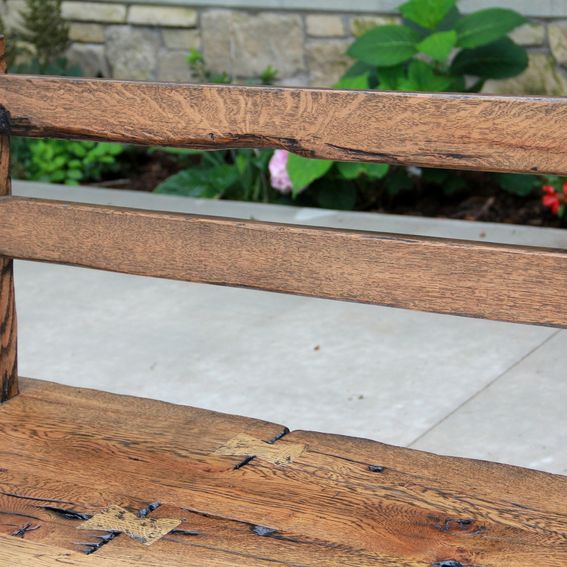 Custom Made Live Edge Barnwood Bench With Back Rest 15' Long by