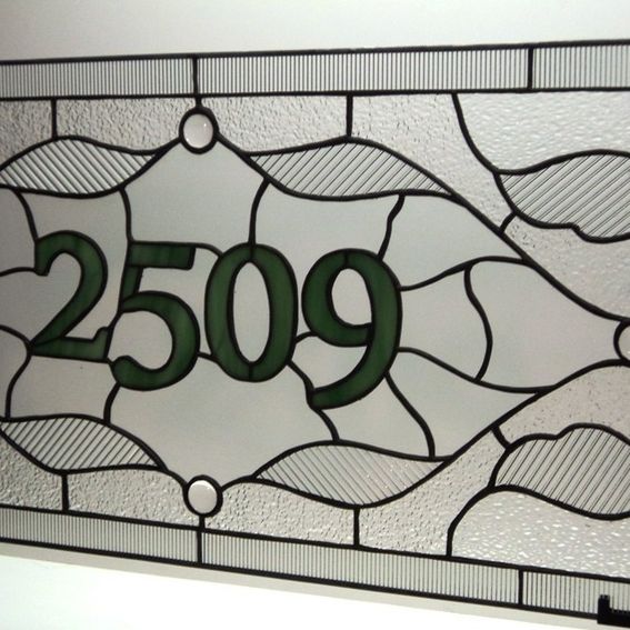 Hand Crafted Stained Glass Window Panel / Traditional Design With House Numbers by Terraza