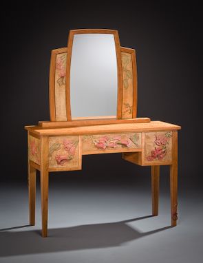 Custom Made Dressing Table With Hummingbird And Flowers