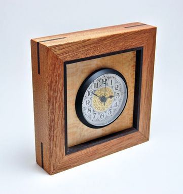 Custom Made Mahogany, Sycamore, And Rosewood Desk/Mantel Clock